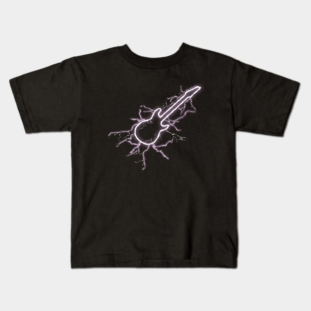 Electric Guitar with Lightning Kids T-Shirt by WarriorWoman